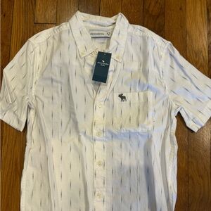 Abercrombie Kids White and Blue Striped Shirt